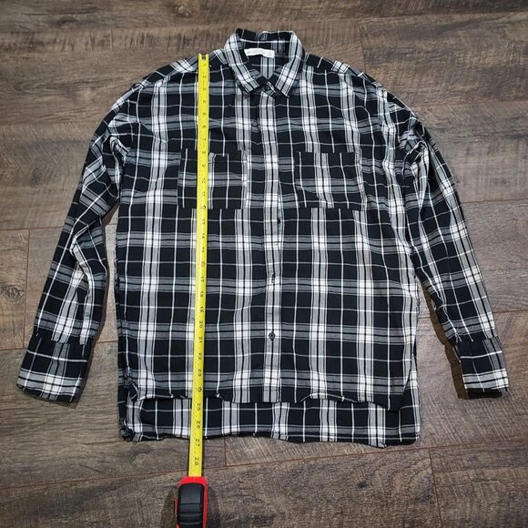 Abercrombie Fitch Women XS Black White Plaid Long Sleeve Button Shirt Western - Picture 6 of 9